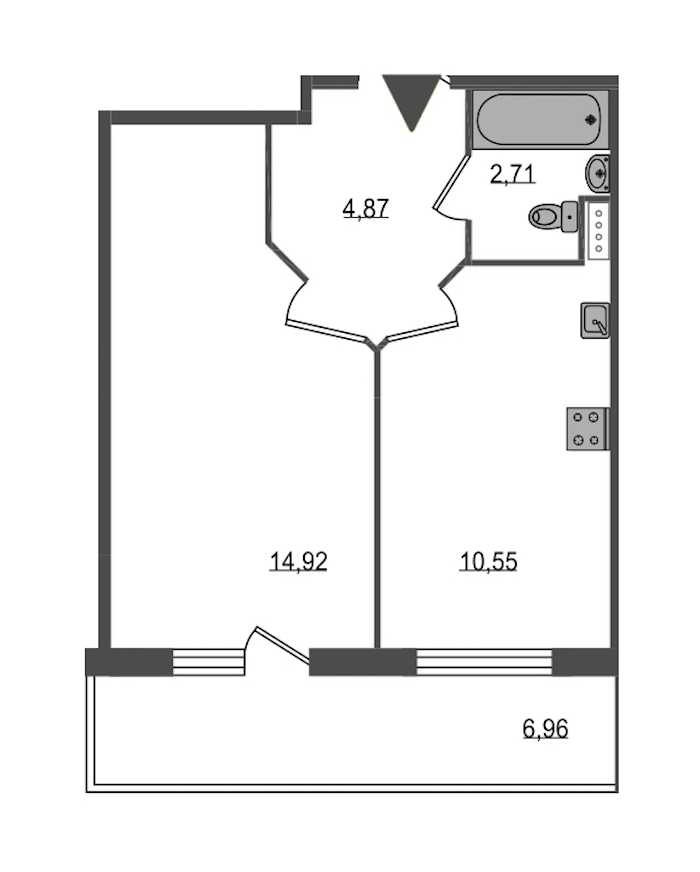 Однокомнатная квартира в : площадь 35.14 м2 , этаж: 1 – купить в Санкт-Петербурге